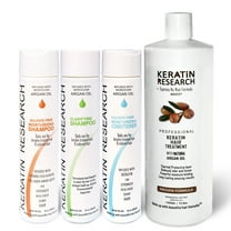 Keratin Research Brazilian Keratin Blowout Hair Treatment 4 Bottles 1000ml Value Kit Includes Sulfate Free Shampoo, Conditioner, and Clarifying Shampoo