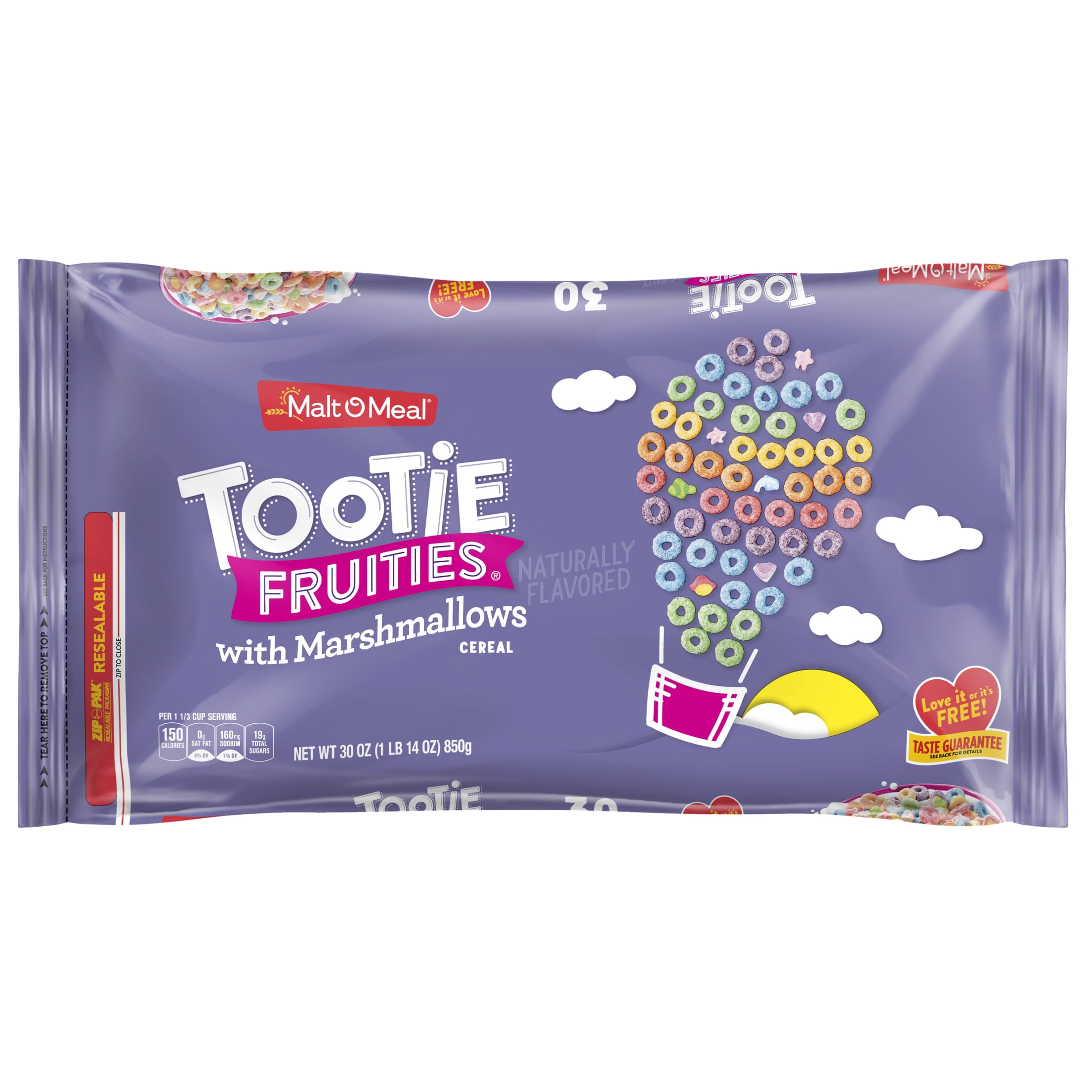 Malt-O-Meal Tootie Fruities Marshmallow Cereal, Fruity Rings with Marshmallows, 30 oz
