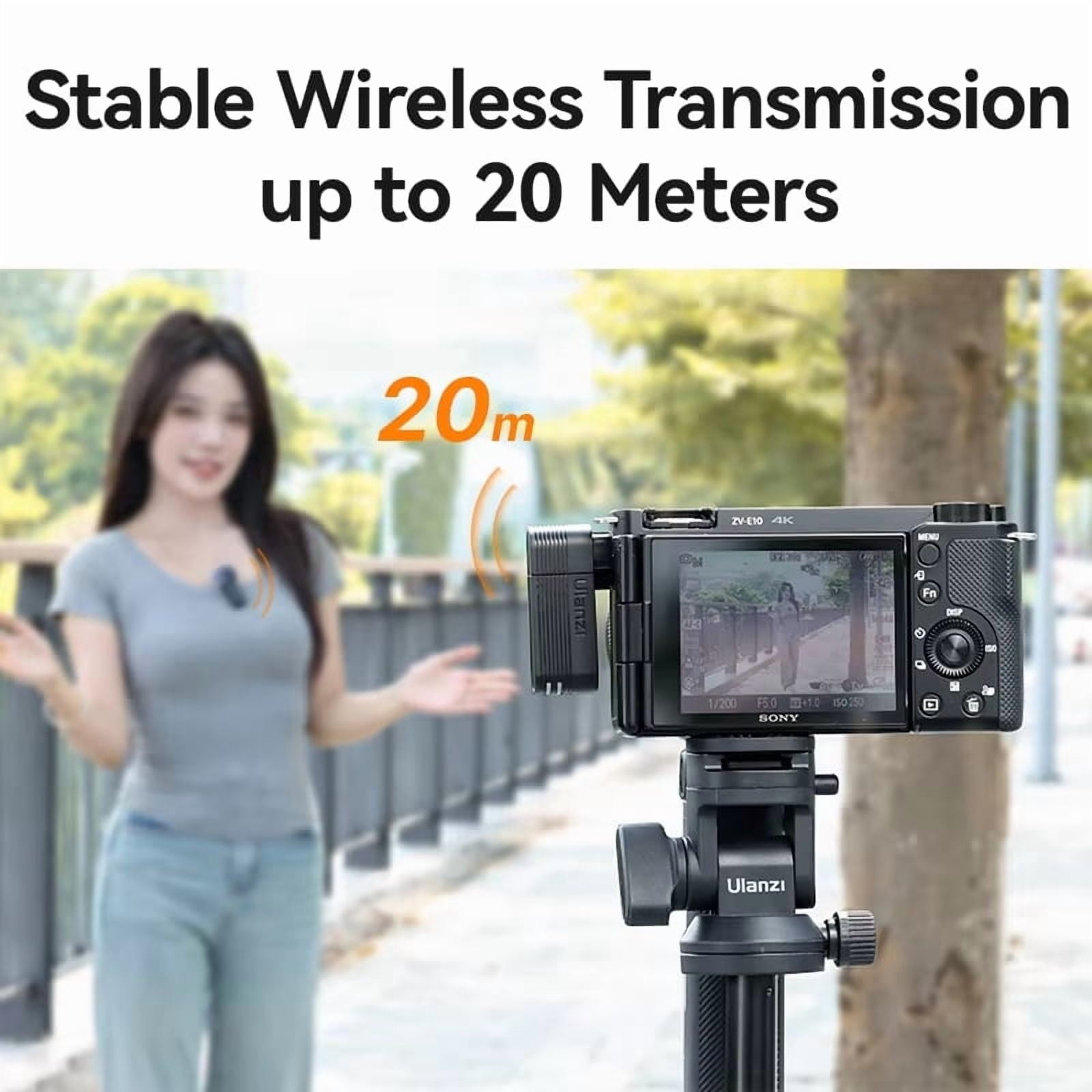 Ulanzi A100 Wireless Lavalier Microphone - J12 Upgrade, Real-Time Monitoring for iPhone 17/16/15 Pro/Pro Max, Camera Sound Recording Mic
