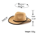 thumbnail image 2 of XIAOCHA Womens Solid Cowboy Hat Stitched Trimming Outdoor Farm Cowgirl Hat,White1, 2 of 3