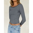 thumbnail image 6 of IWEMEK Long Sleeve Tops for Women Crew Neck Tight Fitting Tee Shirt Black Casual Fall Pullover Size XL, 6 of 7