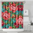 thumbnail image 2 of Aesthetic Country Farmhouse Floral Shower Curtain, 72x84 Polyester, Bee and Bloom Pattern with Hooks, 2 of 5