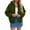 Green, variant on Women's Textured Jacquard Hooded Jacket, Fashionable Zip Up Coat, Lightweight Casual Outerwear for Spring, Soft Stretchable Polyester Blend Blazer, Trendy Streetwear Style Jacket for Women Black L