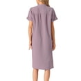 thumbnail image 3 of INSPIRE CHIC Womens Pajamas Cotton Night Dress Soft Short Sleeve V Neck Long Nightgown Loungewear L Purple, 3 of 6