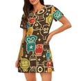 thumbnail image 1 of Vsdgher Motif Robot et Monstres Chemise de Nuit à Manches Courtes Col Rond Mignonne Robe de Nuit Confortable, 1 of 6