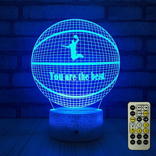 FlyonSea Basketball Beside 7 Colors Change Remote Control with Timer Night Light Optical Illusion Lamp As a Gift Ideas for Boys or Kids 