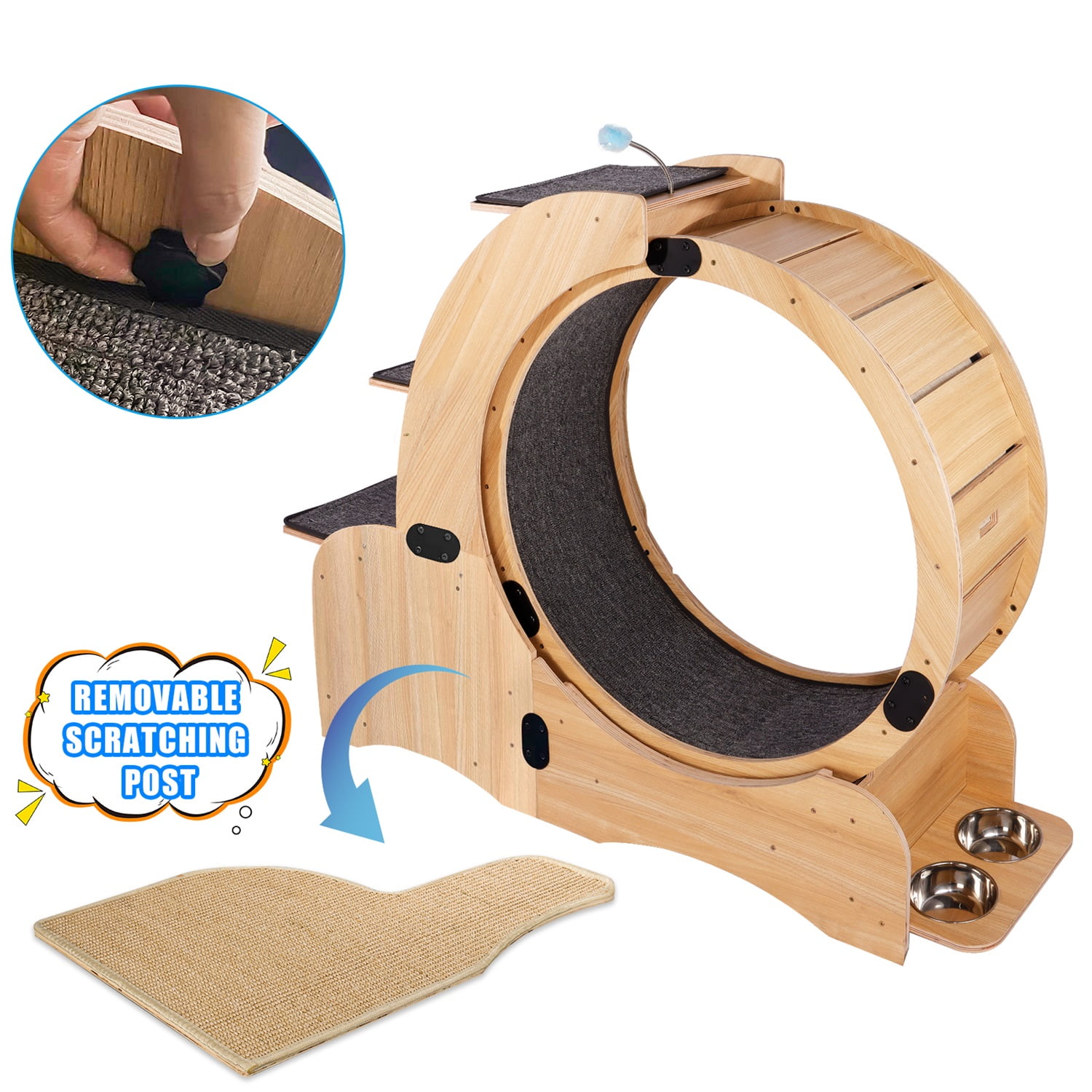 Pefilos 46" Cat Sports Running Wheel, Cat Exercise Wheel Wood Climbing Frame, Cat Litter Fitness Wheel, Oversized Roller Cat Indoor Activity Center, Beige Pefilos 46" Cat Sports Running Wheel, Cat Exercise Wheel Wood Climbing Frame, Cat Litter Fitness Wheel, Oversized Roller Cat Indoor Activity Center, Beige