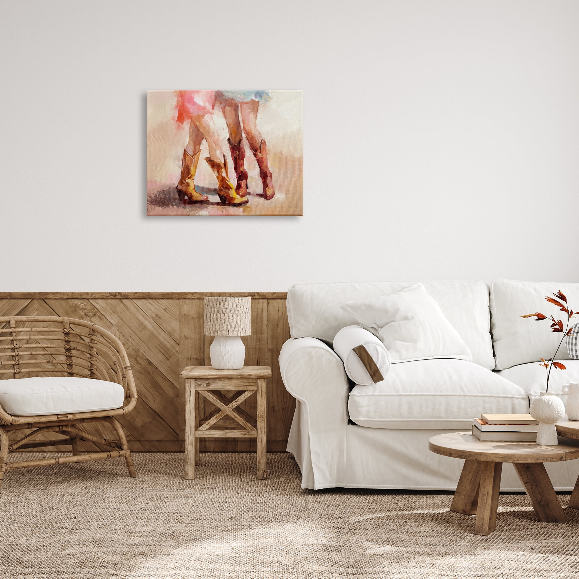 Stupell Industries Southwestern Cowgirls Dancing Abstract Painting Gallery Wrapped Canvas Art Print Wall Art, 30 x 24