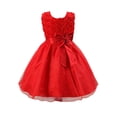 thumbnail image 5 of Fesfesfes Girls Princess Dress Sleeveless Bow A Line Formal Party Gown for Special Occasion Elegant Floral Glitter Tulle Skirt Big Kids Flower Girl Birthday Wedding Outfit(Red,4-5 Years), 5 of 9