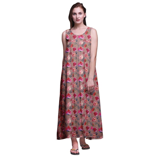 Bimba Rayonne Rayonne Chemises de Nuit pour Femmes Maxi Imprimées Vêtements de Nuit Robe de Nuit-P