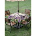 thumbnail image 4 of Outdoor Tablecloth with Umbrella Hole for Patio/Picnic/Party/Camping, Purple Flowers Waterproof Table Cloth Square Cover Washable, Butterfly Spring Floral Rustic Farmhouse (60"x 60"), 4 of 8
