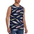 thumbnail image 2 of Uemuo Sardine Pattern Men's Sleeveless T-Shirt,Muscle Athletic Tank Top, Moisture-wicking Quick-dry Breathable Classic Tee Top for Gym Run Outdoor Sports-Large, 2 of 8