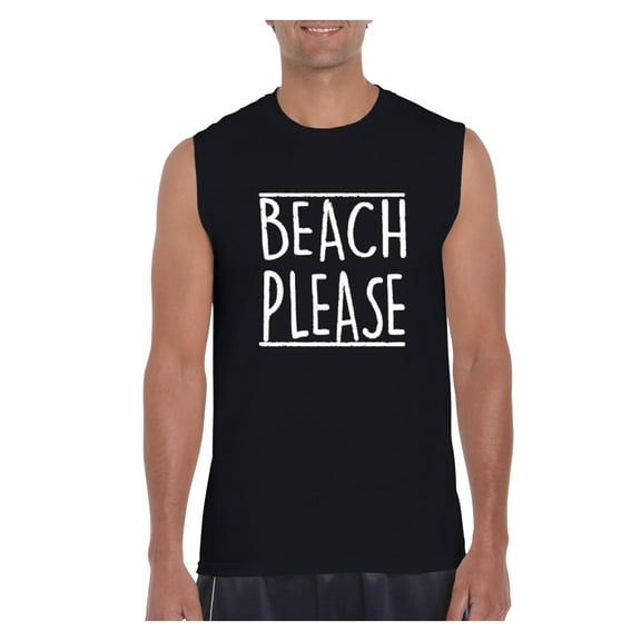 MmF - Men's Graphic T-Shirt Sleeveless, up to Men Size 3XL - Beach Please