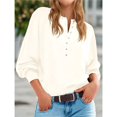 thumbnail image 4 of Suéter de Cuello Redondo con Botones para Mujer, Larga, Estilo Henley, Ideal para Otoño. Camisetas Tipo Jersey de Punto Suelto y Moderno. S, 4 of 7