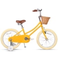 thumbnail image 3 of Glerc 16 Inch Little Kids Bike for Age 4 5 6 7 Years Old Girls Retro Vintage Style Bicycles with Basket Training Wheels and Bell, Yellow, 3 of 7
