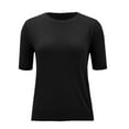 thumbnail image 4 of Sevevn Womens Solid Color Crewneck Loose Blouse Short Sleeve Casual Work Shirt Tunic Black S Savings Up to 30% Off, 4 of 6
