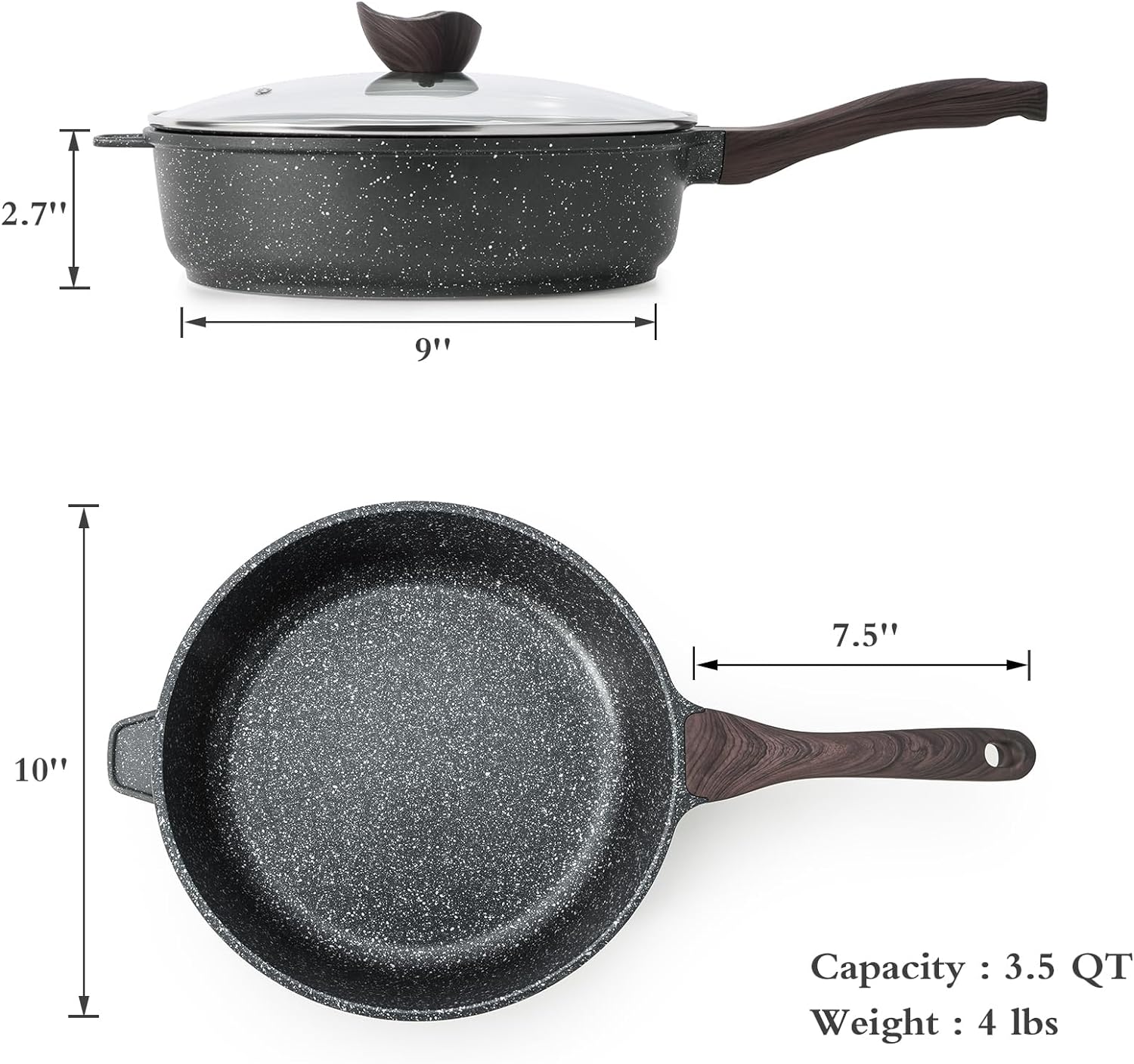 Kordisen 3.5QT Nonstick Deep Frying Pan with Lid, 10 Inch photo 2