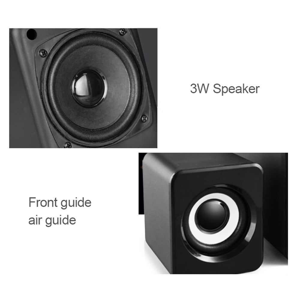 USB Portable Speakers Wired Desktop Sound Box Music Player For Laptop Black