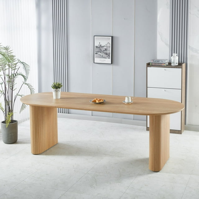 Expandable Round Oak MDF Tabletop - Versatile Dining Table for Home Kitchen & Dining Room