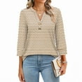 thumbnail image 3 of Ronuti Womens T-shirts 3/4 Sleeve Henley Tops for Women Ladies Premium Printed T-shirt Solid color Tops, 3 of 9