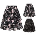 thumbnail image 7 of Women's Summer Tennis Skirts Floral Pleated Skirt Elegant A Line With Ruffle Trim And For Dressy Casual Summer Wear Black XXL, 7 of 7