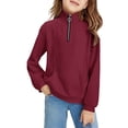 thumbnail image 3 of Mercatoo Half Zip Up Sweatshirts for Teen Girls Cable Knit Trendy 𝐏reppy Sweaters Pockets Long Sleeve Mock Neck Hoodies, 3 of 8