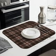 thumbnail image 3 of Brown Beige Checkerboard Checkered Pattern Dish Drying Mat for Kitchen 1 Pack, Ultra Absorbent Microfiber Dishes Drainer Mats,16"x18", 3 of 6