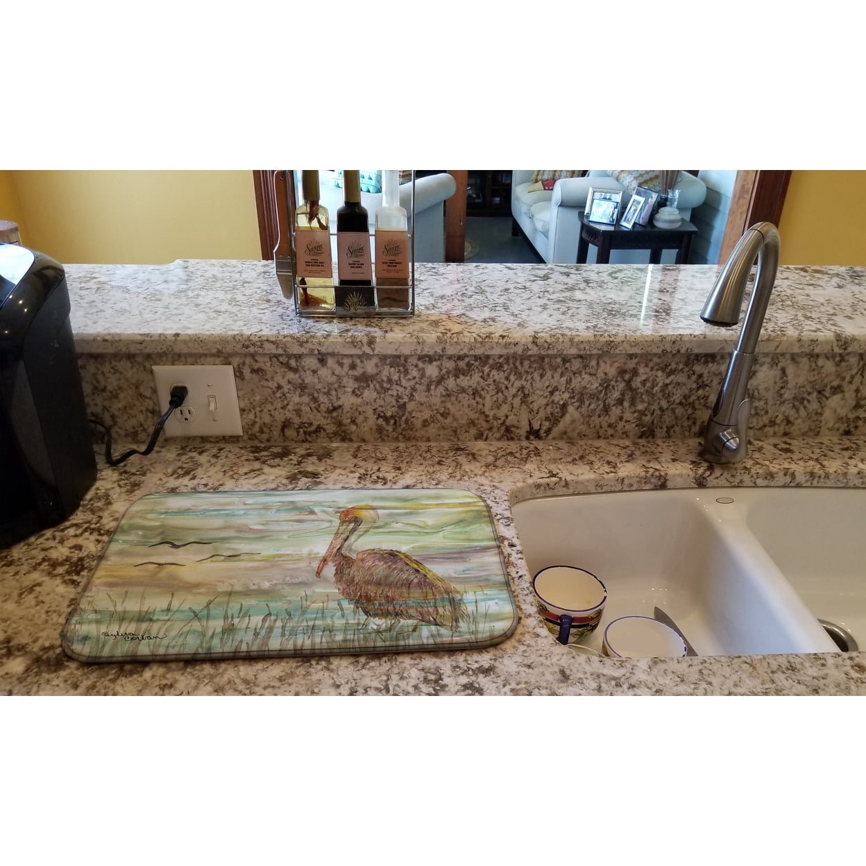 Brown Pelican Sunset Dish Drying Mat