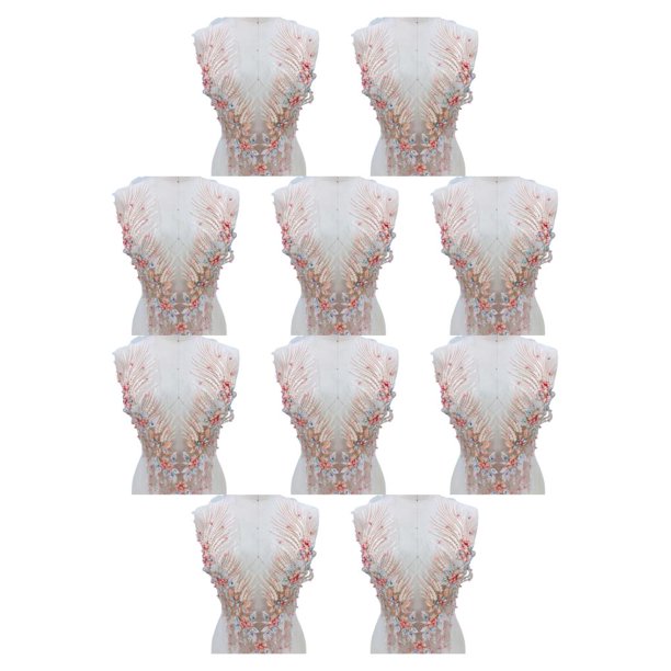 Naiovety Apliques de encaje resistentes y duraderos con bordado de cuentas 3D para proyectos de bricolaje La mano de obra es exquisita rosa Rosa champán A 10piezas