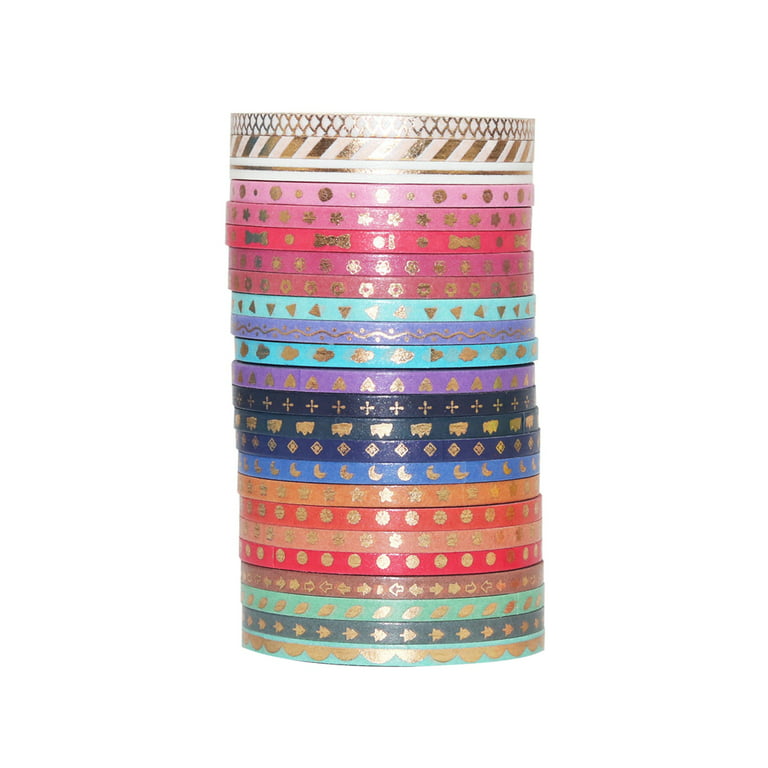 Buy Lakeer Thin Washi Tape Gold Foil Washi Tape Set 5m Skinny Decorative  Tape Pack for DIY Scrapbooking, Crafts, Gift Wrapping, Holiday Decoration  (Tribal Style Gold Pattern 26 Rolls) Online at Best
