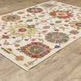 thumbnail image 4 of 2' X 3' Ivory Yellow Rust Green Grey Pink Orange Blue And Grey Oriental Power Loom Stain Resistant Area Rug With Fringe, 4 of 8