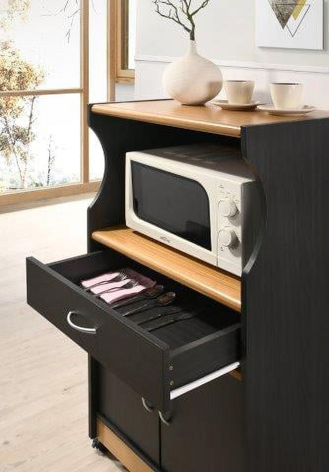 Hodedah Microwave Kitchen Cart, Black