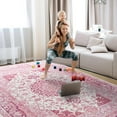thumbnail image 4 of Ultrug Vintage Floral Print Rugs Soft Boho Carpet Retro Distressed Area Rug for Living Room Bedroom Home Decor,6'x9',Pink, 4 of 7