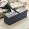 thumbnail image 5 of Lusimo 43" Storage Ottoman Bench with Divider, Multifunctional Foot Stool, Toy Chest & Shoe Bench for Bedroom, Living Room, and Entryway, Foldable Storage Chest with Seating, Gray, 5 of 11