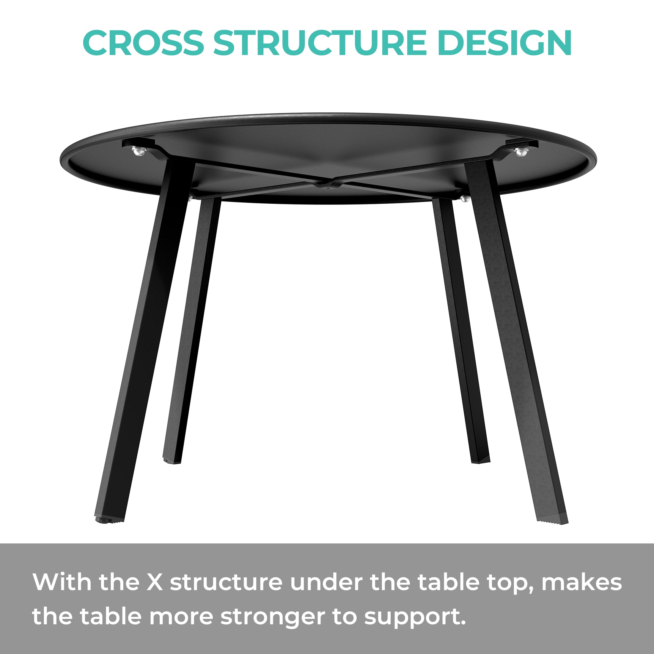 Grand Patio 28" Outdoor Round Steel Coffee Table, Black