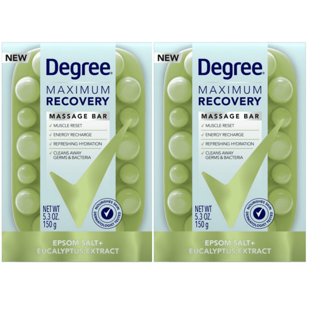 2 Pack Degree Men Maximum Recovery Massage Bar Epsom Salt and