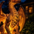 thumbnail image 5 of 18 Inch Dragon Legacy Golden Ember Edition Solar Garden Light, Durable Resin Weather-resistant Yard Lamp, Fantasy Style Outdoor Decor for Garden Porches and Summer Halloween Decorations, 2Pcs, 5 of 16