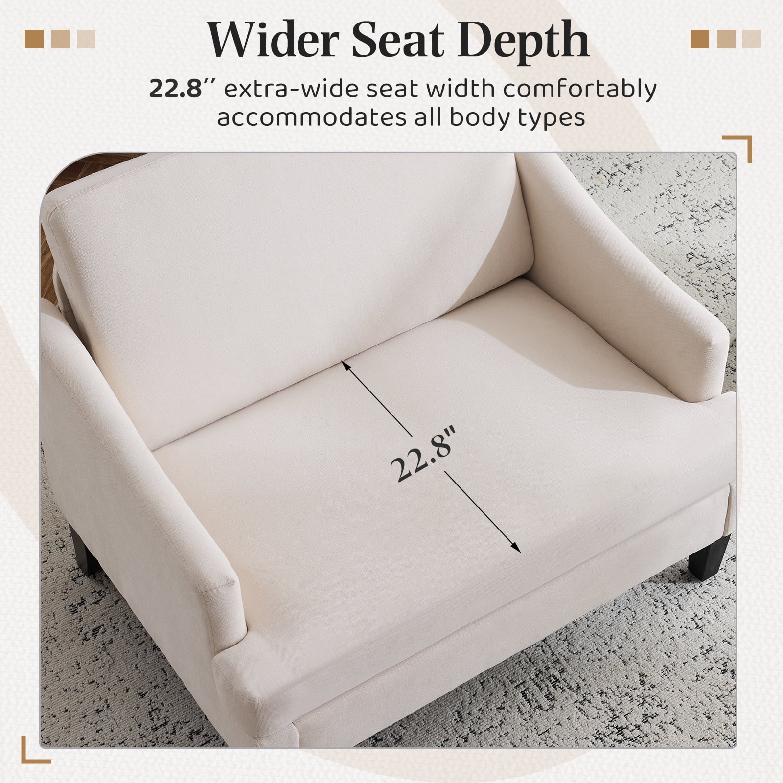 Bezseller Oversized Accent Chair with High Back, Armchair for Living Room or Bedroom, Beige
