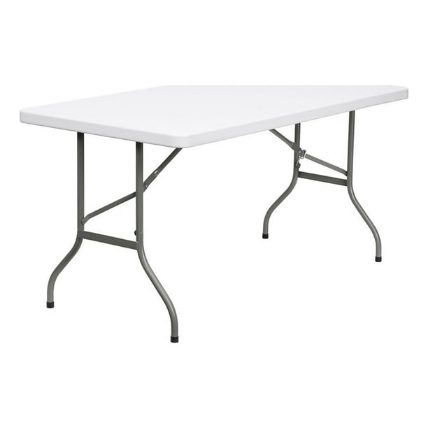 Bowery Hill Plastique / Métal Soufflé Table Pliante en Granit Blanc
