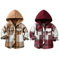 thumbnail image 2 of Toddler Baby Boys Cotton Long Sleeve Plaid Lapels Hooded Shirt Coat, 2 of 8