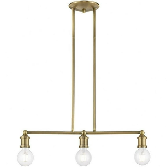 3 Light Linear Chandelier in Transitional Style-10.75 inches Tall and 6 inches Wide-Antique Brass Finish Bailey Street Home 218-Bel-4829238