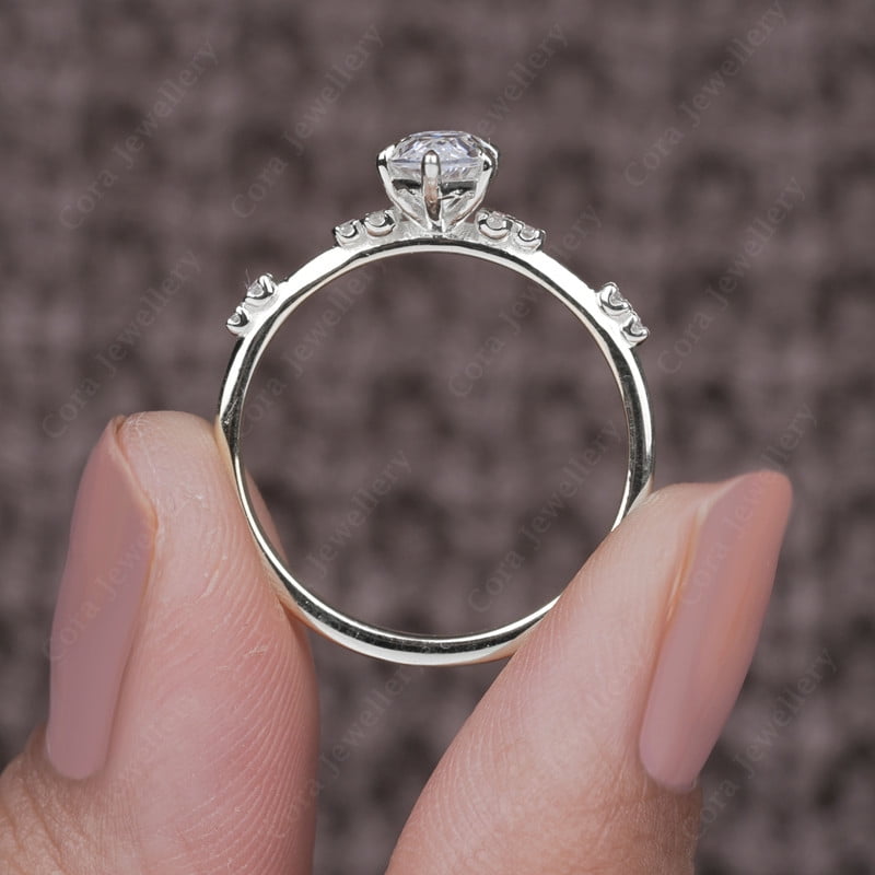 Cora Jewellery Art Deco 1.0CT Marquise Cut Engagement Ring for Women, 18K White Gold, 9 US