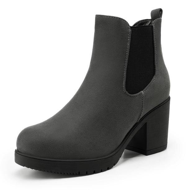Botas Chelsea con Tacón para Mujer DREAM PAIRS Gris Talla 5.5