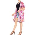 thumbnail image 2 of LA LEELA Women's Tropical Beach Loose Casual Summer Tops Cardigan Cover up Beachwear Duster Kimono Swimsuit Cover ups for Women 2X-3X Bloom, Floral, 2 of 4