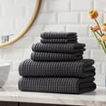 thumbnail image 3 of Hotel Style 6-Piece Egyptian Cotton Textured Bath Coordinate Towel Set, Charcoal Sky, 3 of 7