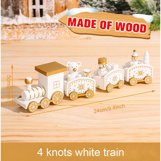 Adorno de tren de madera para Navidad, bonito tren de juguete pintado con Papá Noel, muñeco de nieve, manualidades para la fiesta de Navidad de Año Nuevo 2022, regalos de Navidad