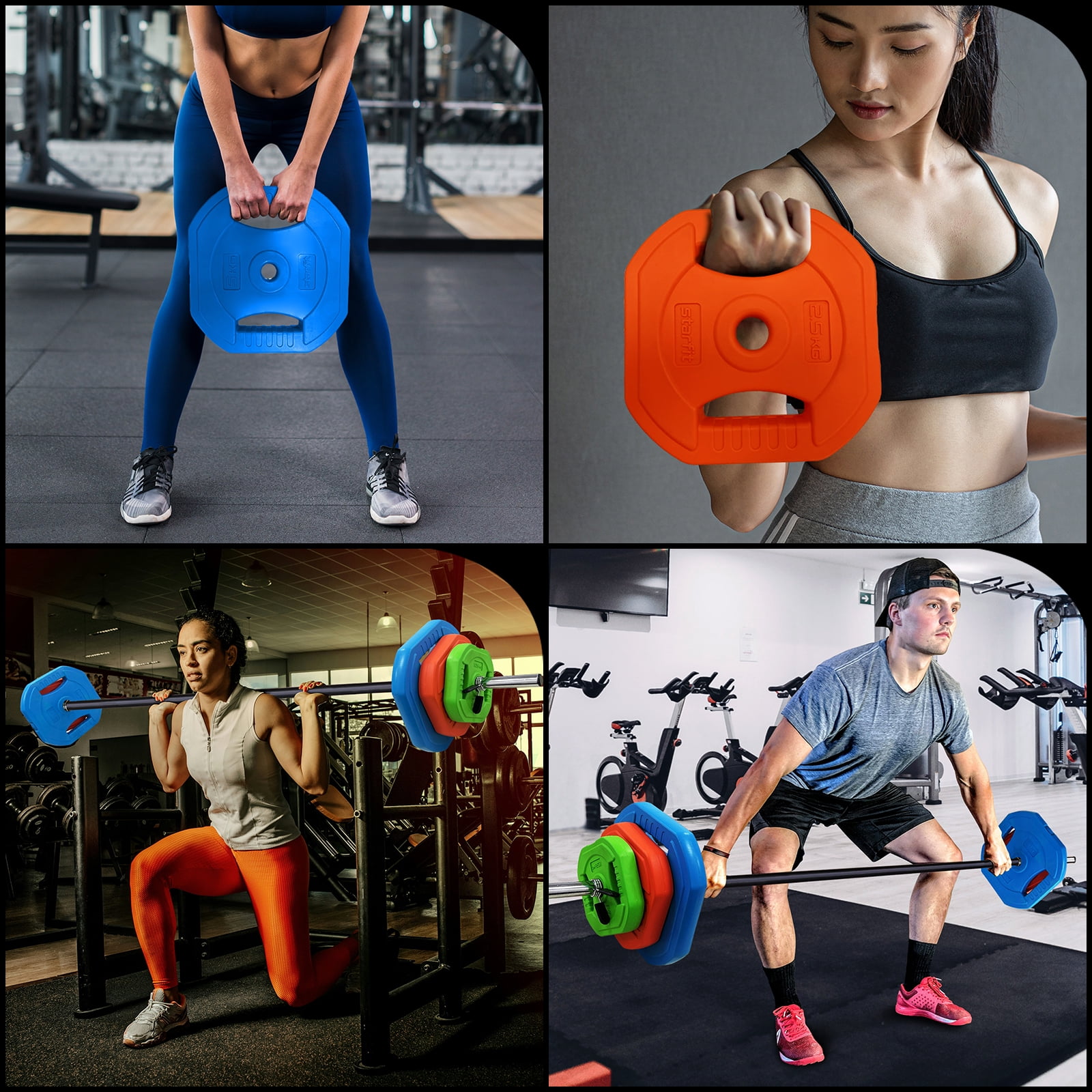 20KG/44LB Barbell Weight Set with PU Coated Plates, 2 Bars & Shoulder Pad for Home Gym Strength Training