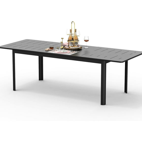 Expandable for 6 - 8 People / Patio Balcony Outdoor Use / Sturdy Aluminum Dining Table