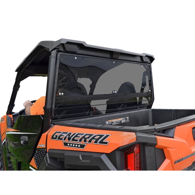 SuperATV Non-Scratch Resistant Dark Tint Rear Windshield for 2016+ Polaris General 1000 / General 4 1000 and 2020+ General XP 1000 / General XP 4 1000 | 1/4" Thick Polycarbonate | Made in the USA!