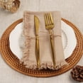 thumbnail image 2 of Ksopiavobs Handmade Cloth Napkins, Linen Cloth Napkins with Fringe, 18 x 18 Inches Set of 4 Versatile Handmade Square Rustic Fringe Napkins for Dinner, Wedding and Parties, Khaki, 2 of 5